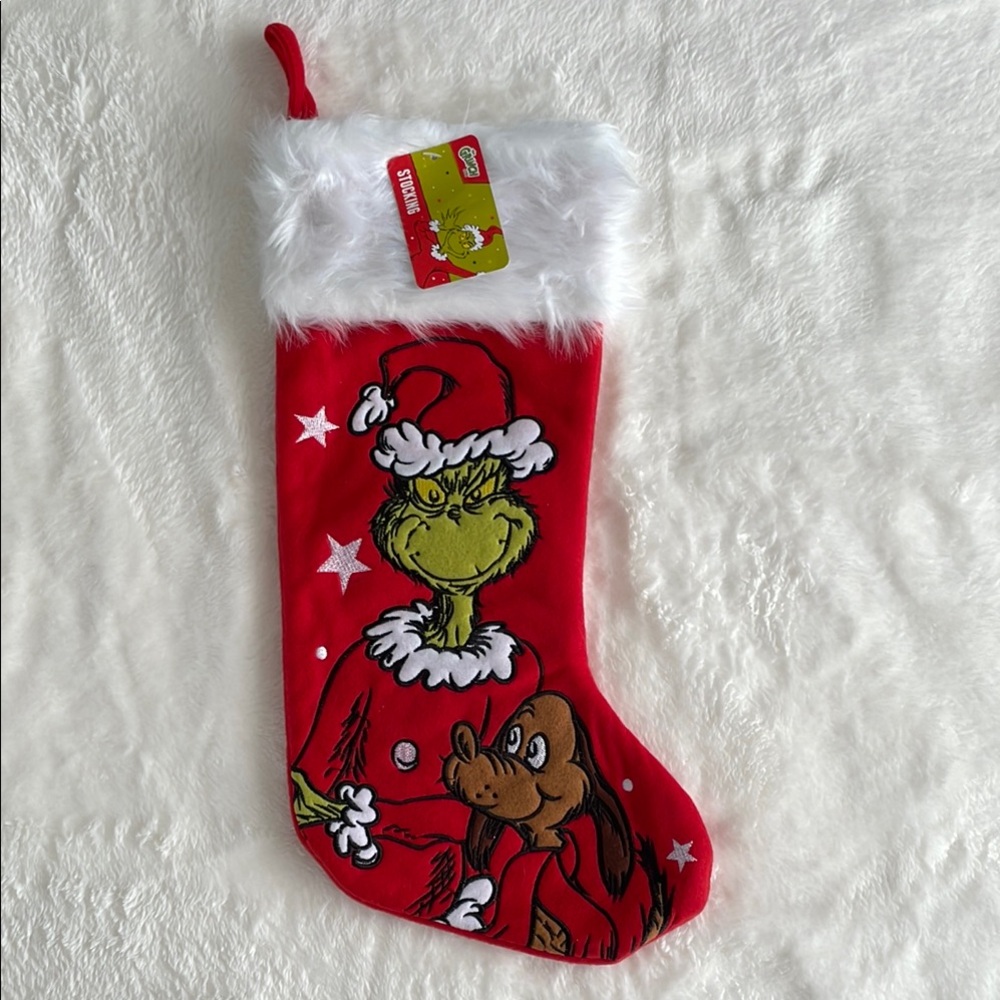 Dr. Seuss Red Grinch and Max Stocking